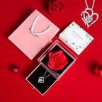 Ewige Rose mit Herz-Kette – Geschenkset