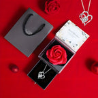 Ewige Rose mit Herz-Kette – Geschenkset