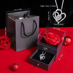 Ewige Rose mit Herz-Kette – Geschenkset