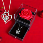 Ewige Rose mit Herz-Kette – Geschenkset